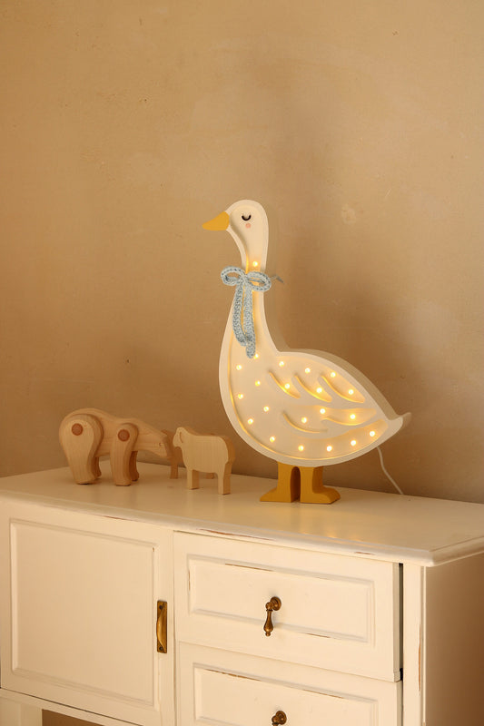 Little Lights Goose lampe Cottage Blue Bow