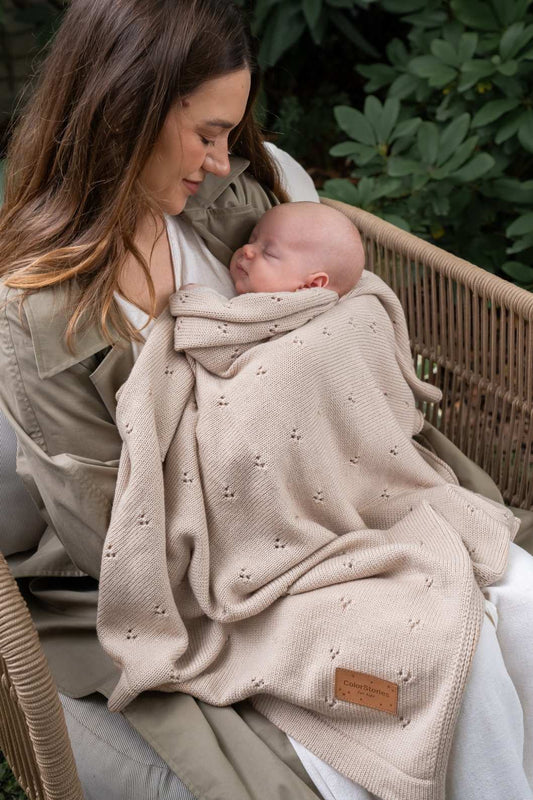 Uld tæppe til baby - Meri Cappuccino