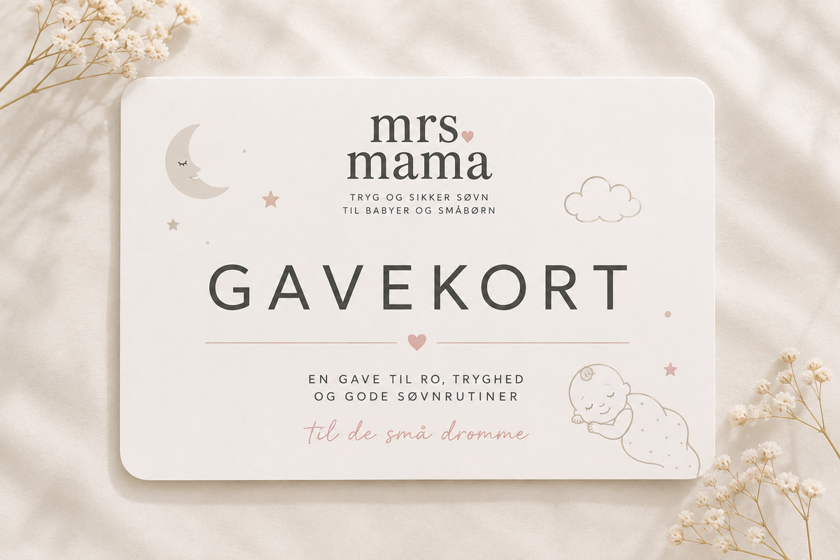 Mrs. Mama gavekort til tryg og sikker søvn for babyer og småbørn