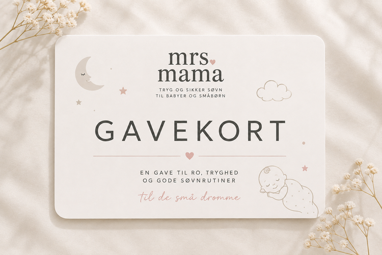 Mrs. Mama gavekort til tryg og sikker søvn for babyer og småbørn