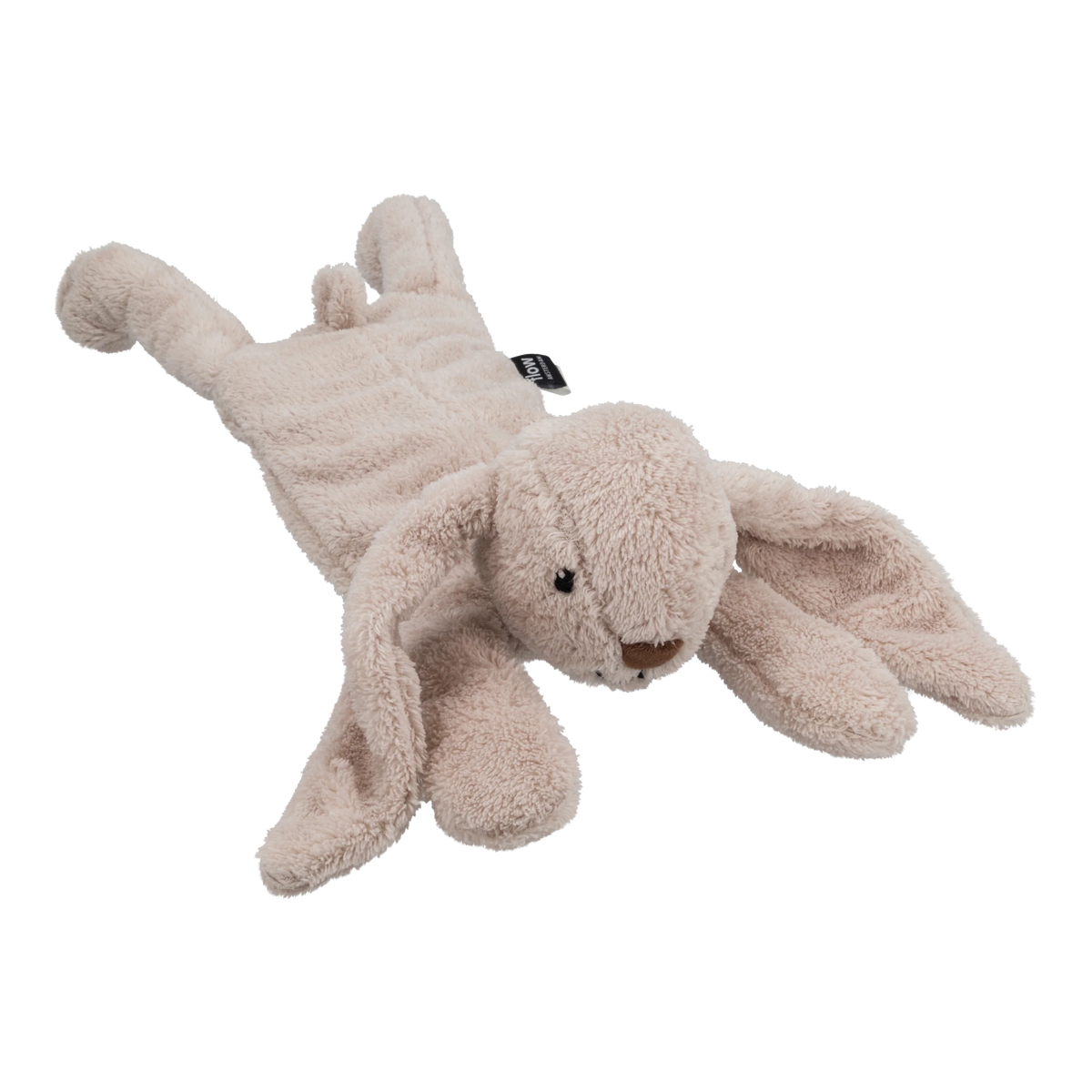 Flow Amsterdam Milo varmebamse i Blush med lange kaninører, set skråt forfra.