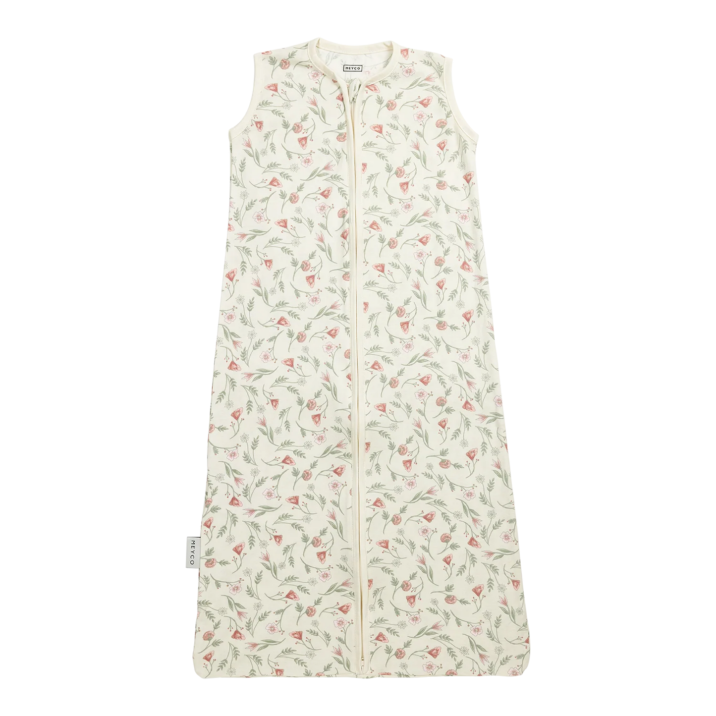 Baby sommersovepose TOG 0.3 i let og åndbar bomuld med blomsterprint til varme sommernætter