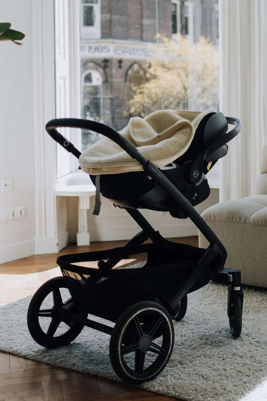 Kørepose i merinould til autostol - Naturel