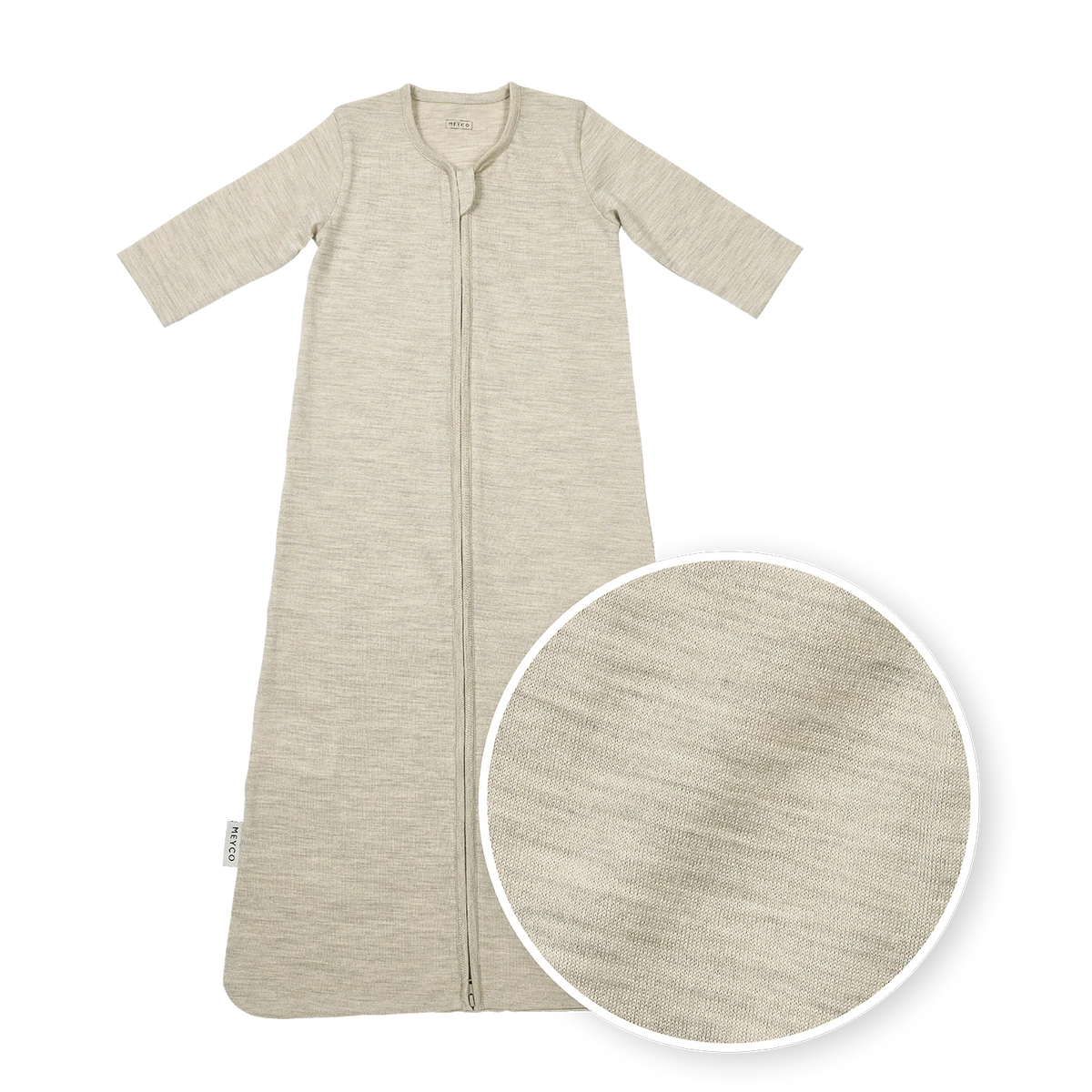 Meyco Baby Studio sovepose i 100% merinould – Sand Melange med detalje af merinoulden