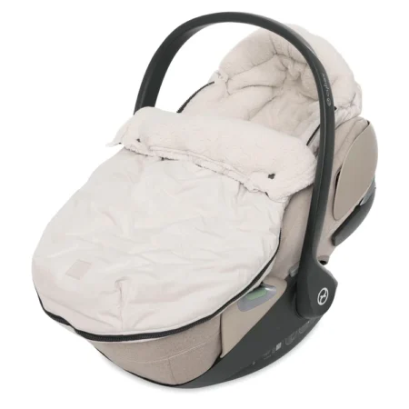 Kørepose baby 0+ i farven Sand med teddy-foer – passer til barnevogn og autostol, perfekt som vinter kørepose til nyfødte.