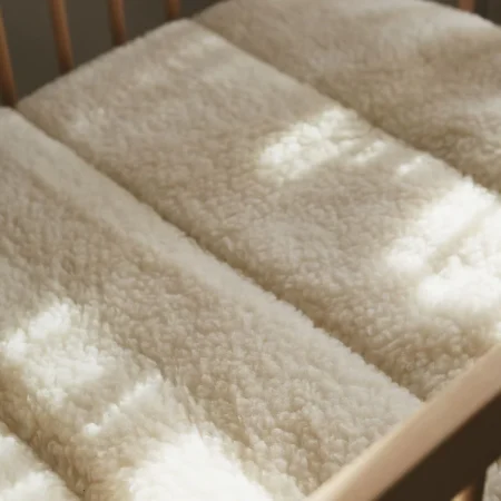 Rullemadras i merinould til baby og barn i tremmeseng